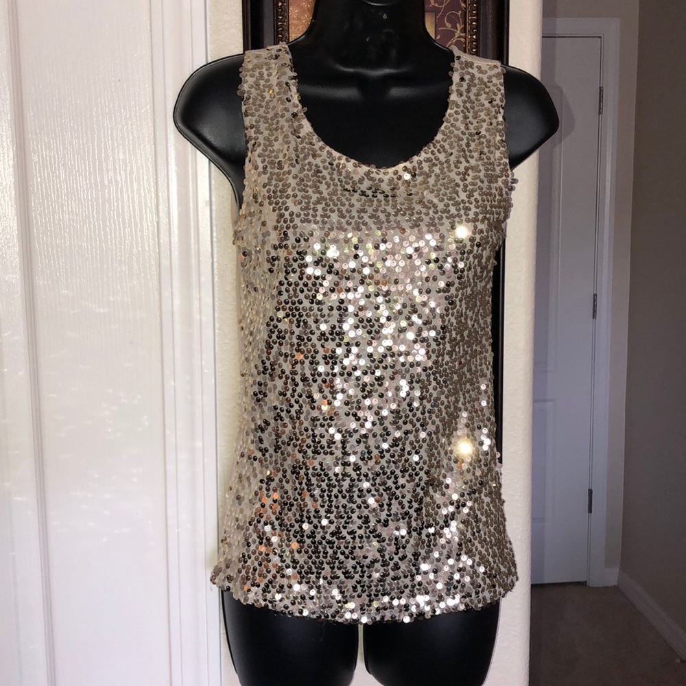 Gold Sequin Tank Top